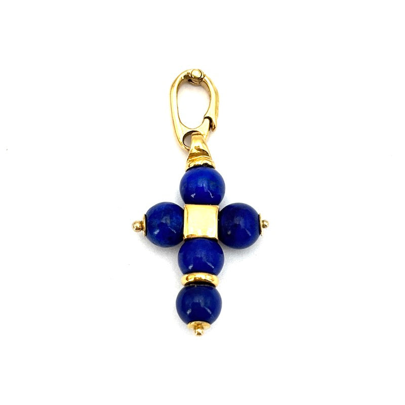 Ciondolo charm croce lapis e oro - 3.9 cm x 2.8 cm; 4.31 gr