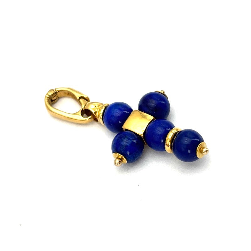 Ciondolo charm croce lapis e oro - 3.9 cm x 2.8 cm; 4.31 gr