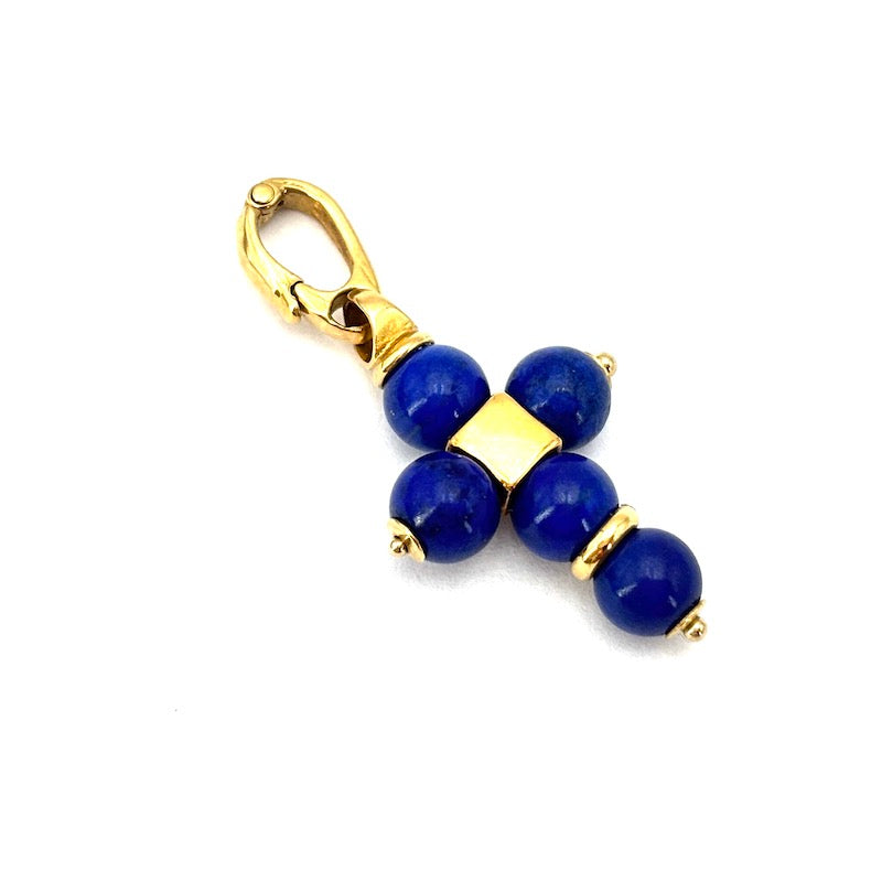 Ciondolo charm croce lapis e oro - 3.9 cm x 2.8 cm; 4.31 gr