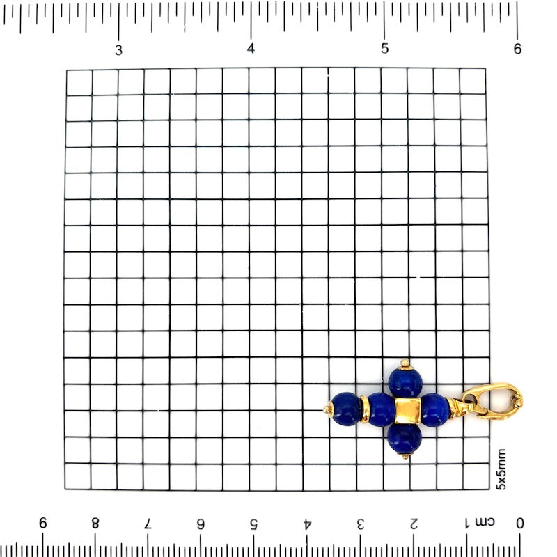 Ciondolo charm croce lapis e oro - 3.9 cm x 2.8 cm; 4.31 gr