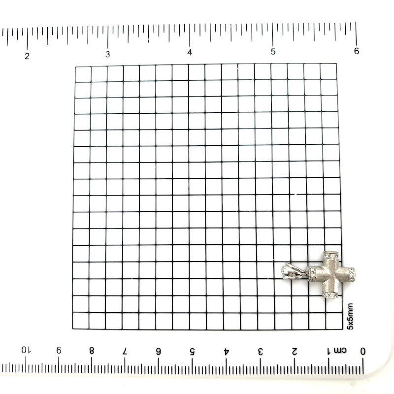 Ciondolo croce oro bianco e zirconi; 2.93 gr