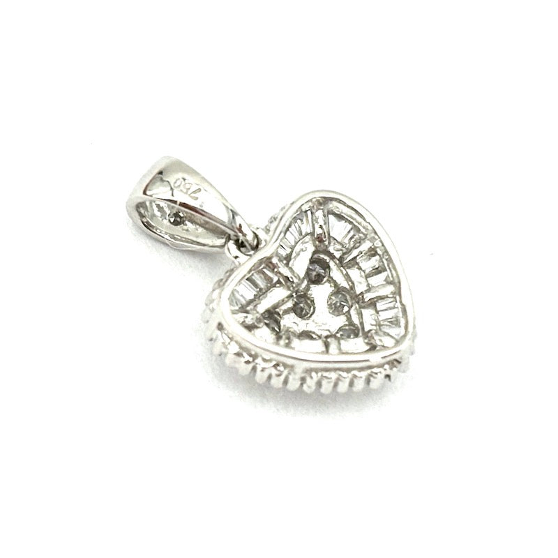 Ciondolo cuore diamanti, oro bianco; 1.27 gr