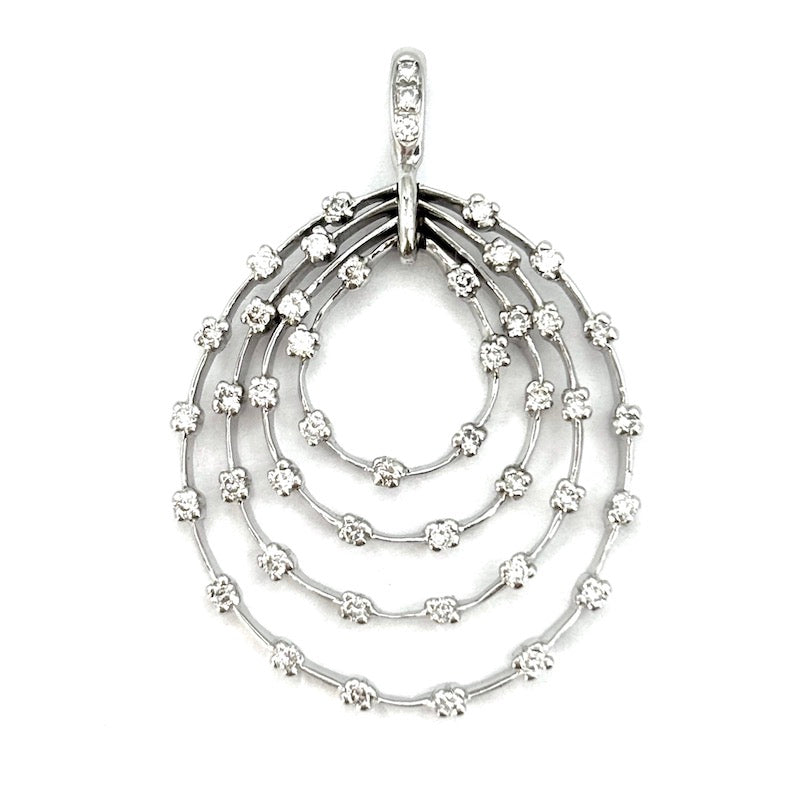 Ciondolo design, brillanti e oro bianco, 4 ovali; 4.48 gr