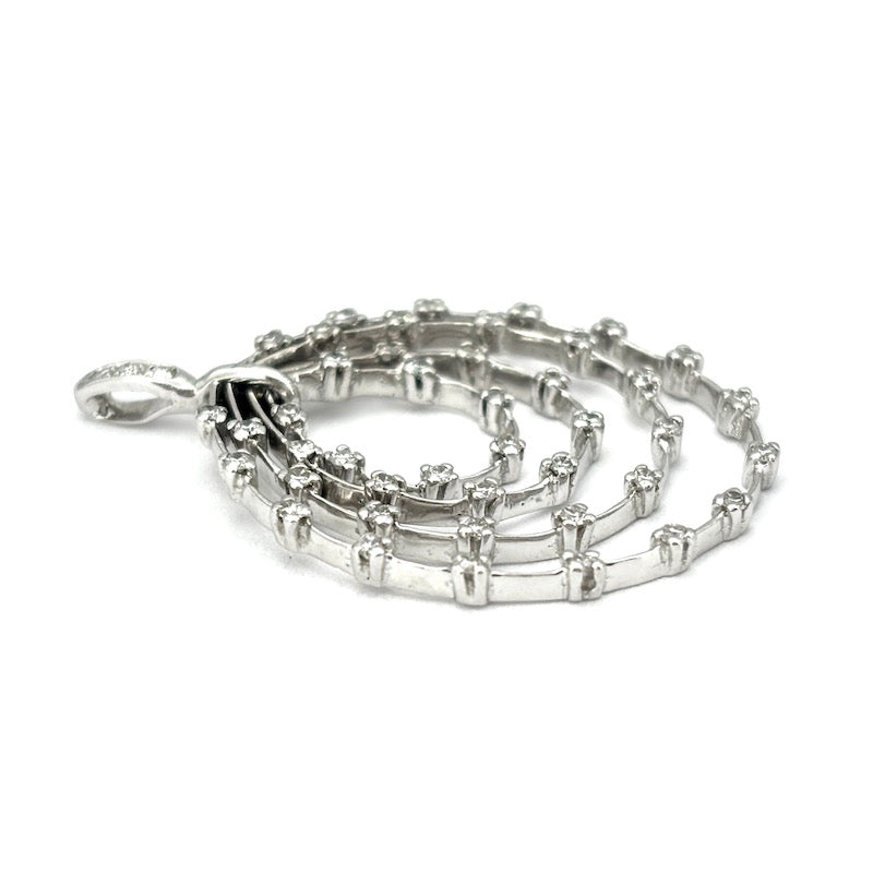 Ciondolo design, brillanti e oro bianco, 4 ovali; 4.48 gr