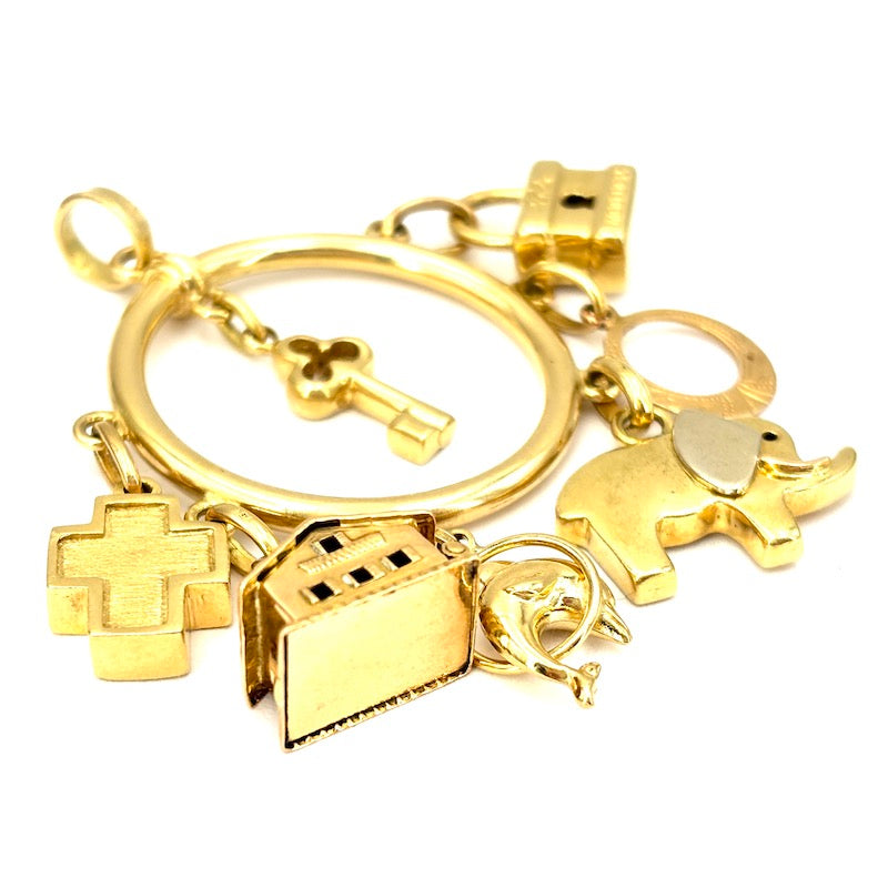 Ciondolo maxi vintage charms, oro giallo 18 kt; 23.1 gr
