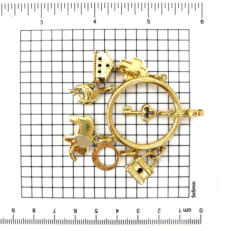 Ciondolo maxi vintage charms, oro giallo 18 kt; 23.1 gr