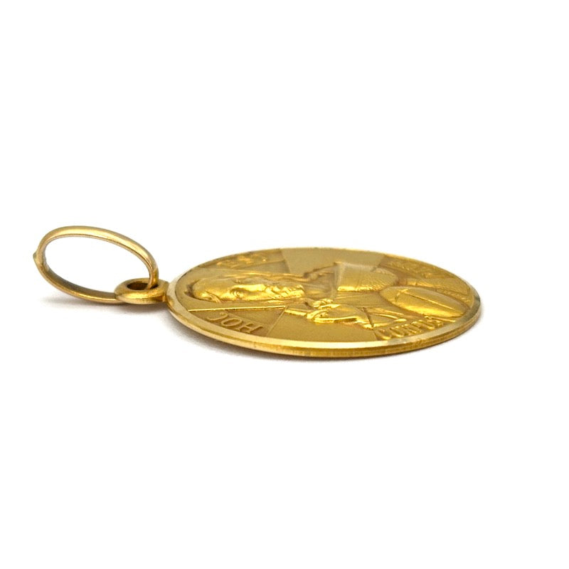Ciondolo medaglia Cristo "Questo è il mio corpo", oro giallo 18 kt; 6.25 gr