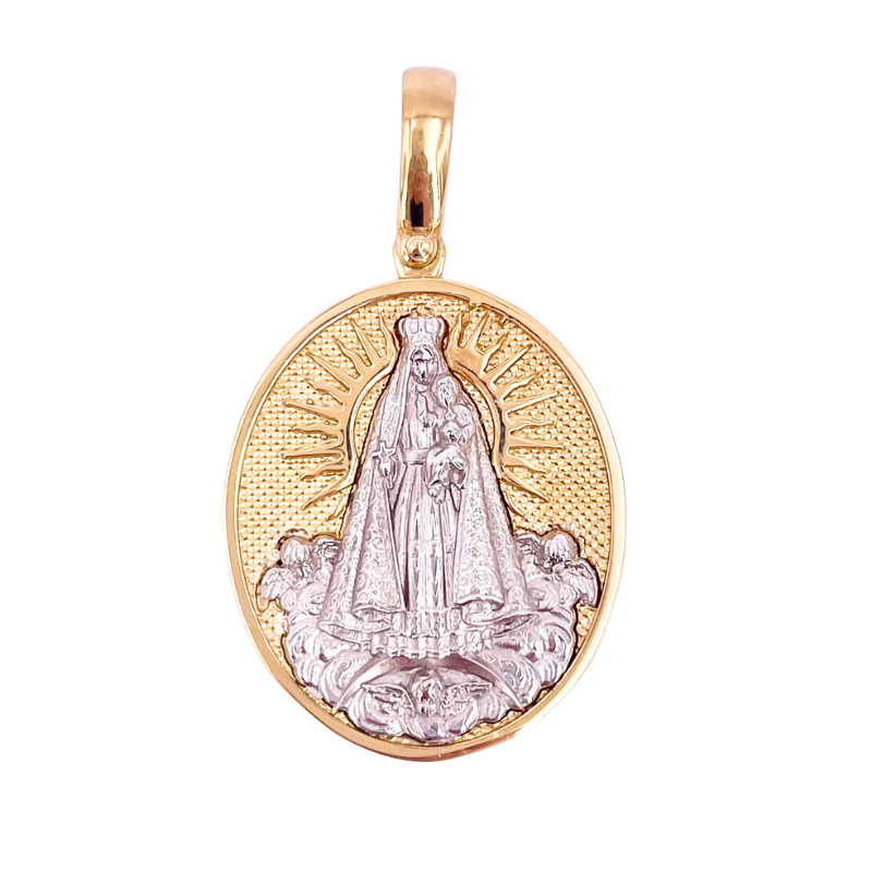 Ciondolo medaglia Madonna di Guadalupe, oro bicolore; 14.28 gr