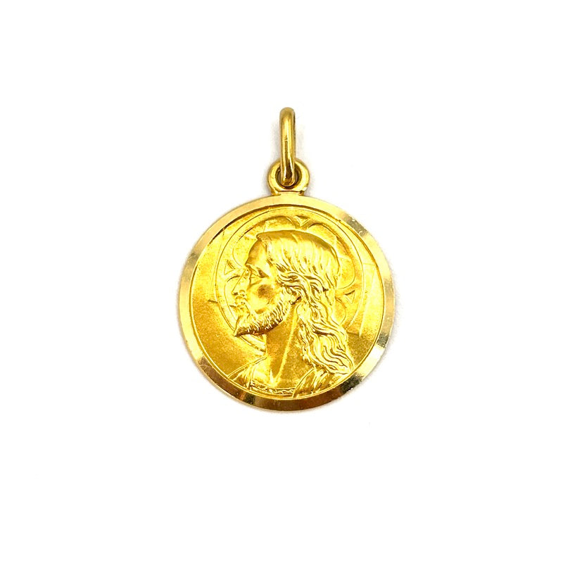 Ciondolo medaglia Volto di Cristo, oro giallo 18 kt; 3.64 gr