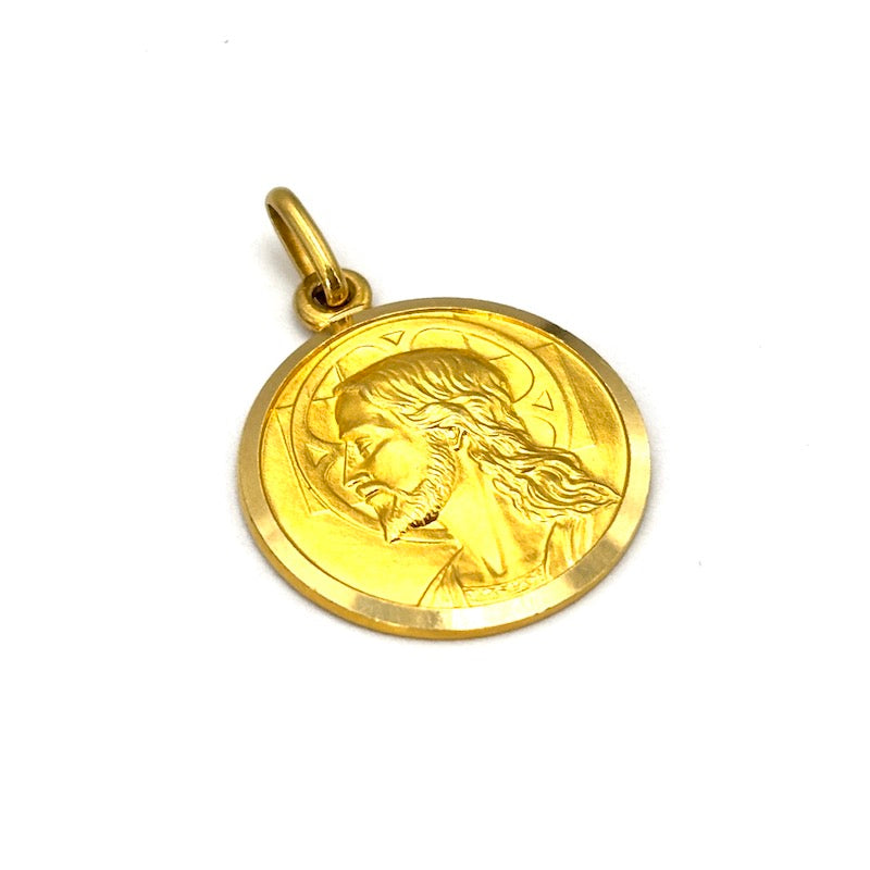 Ciondolo medaglia Volto di Cristo, oro giallo 18 kt; 3.64 gr