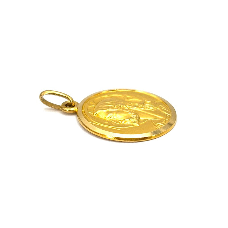 Ciondolo medaglia Volto di Cristo, oro giallo 18 kt; 3.64 gr