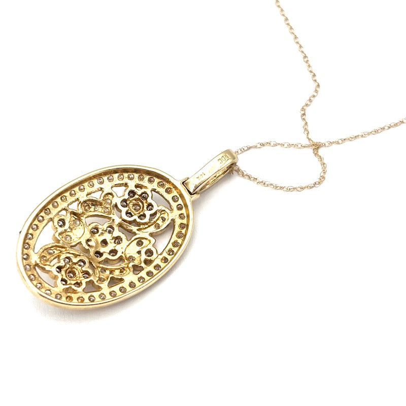 Ciondolo ovale brillanti e oro giallo; 7.05 gr