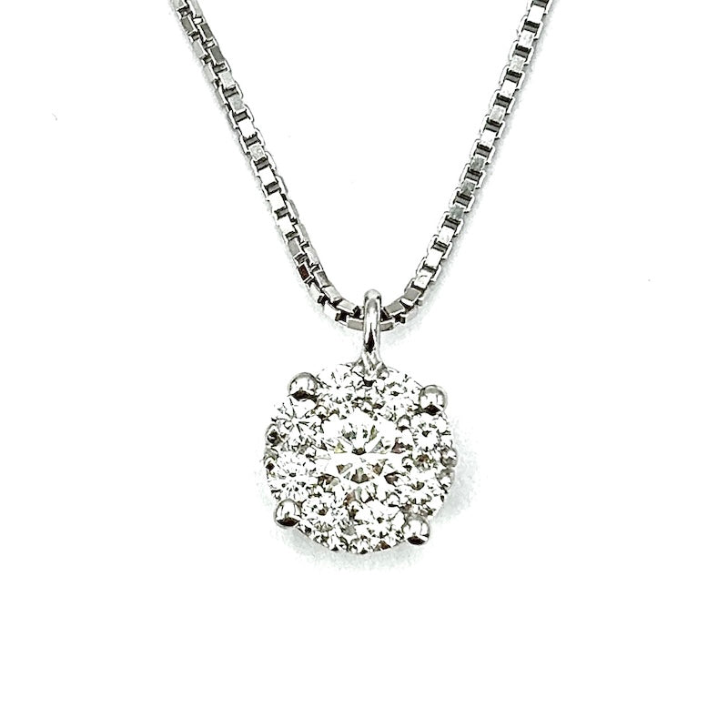 Ciondolo punto luce margherita circolare, brillanti e oro - 0.72 ct; 4.52 gr