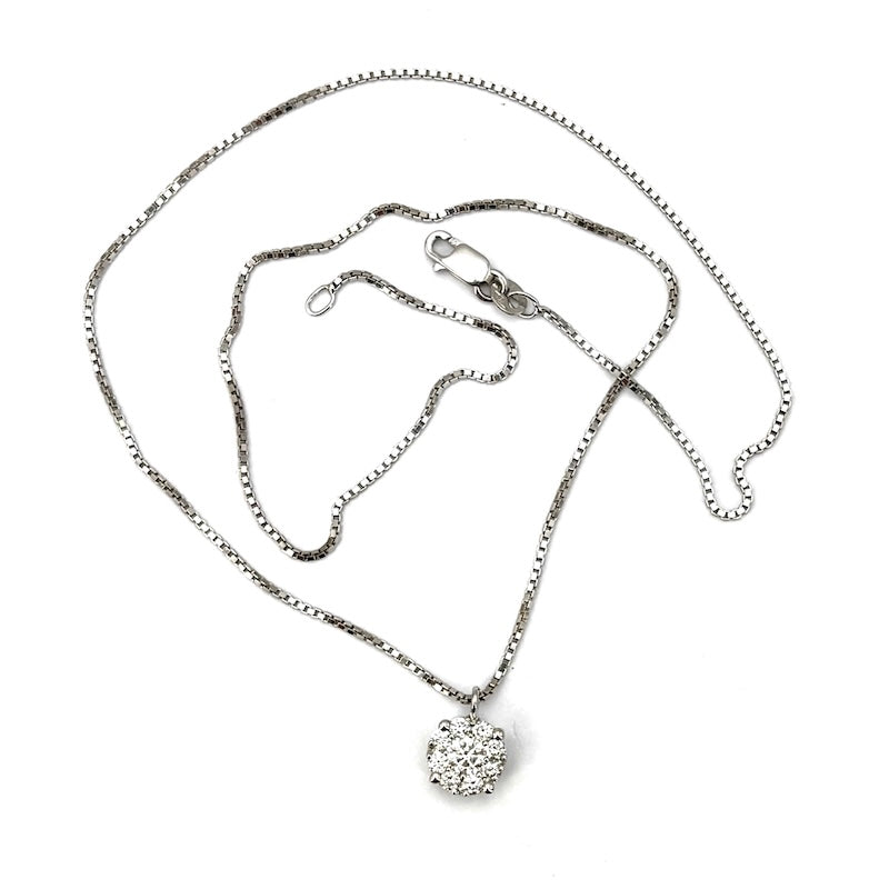 Ciondolo punto luce margherita circolare, brillanti e oro - 0.72 ct; 4.52 gr