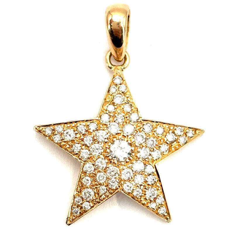 Ciondolo stella design, brillanti e oro giallo; 3.67 gr