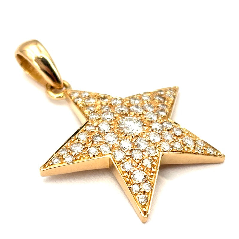 Ciondolo stella design, brillanti e oro giallo; 3.67 gr