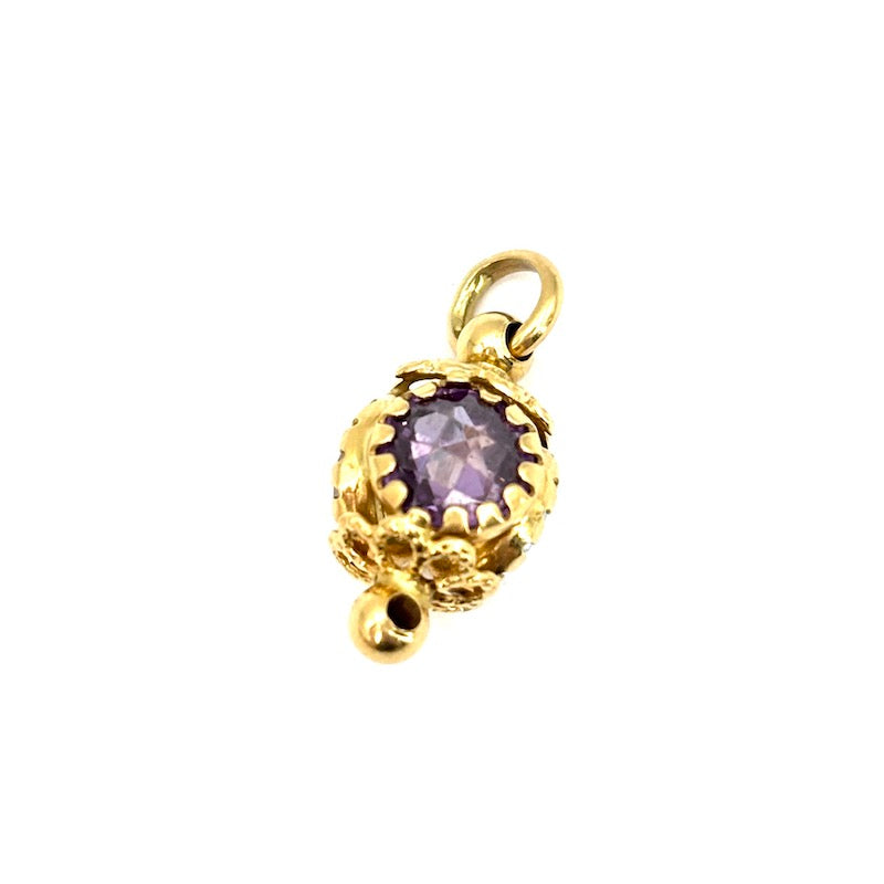 Ciondolo vintage mina oro giallo, gemme idrotermali; 1.82 gr