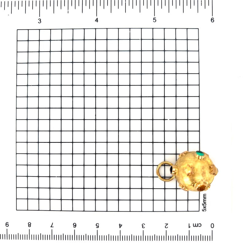 Ciondolo vintage mina oro giallo, paste vitree; 5.32 gr
