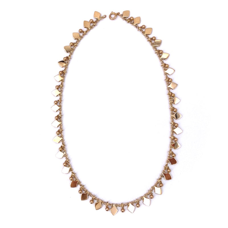 Collana/collier charms oro, anni '50, girocollo; 44 cm, 30.7 gr