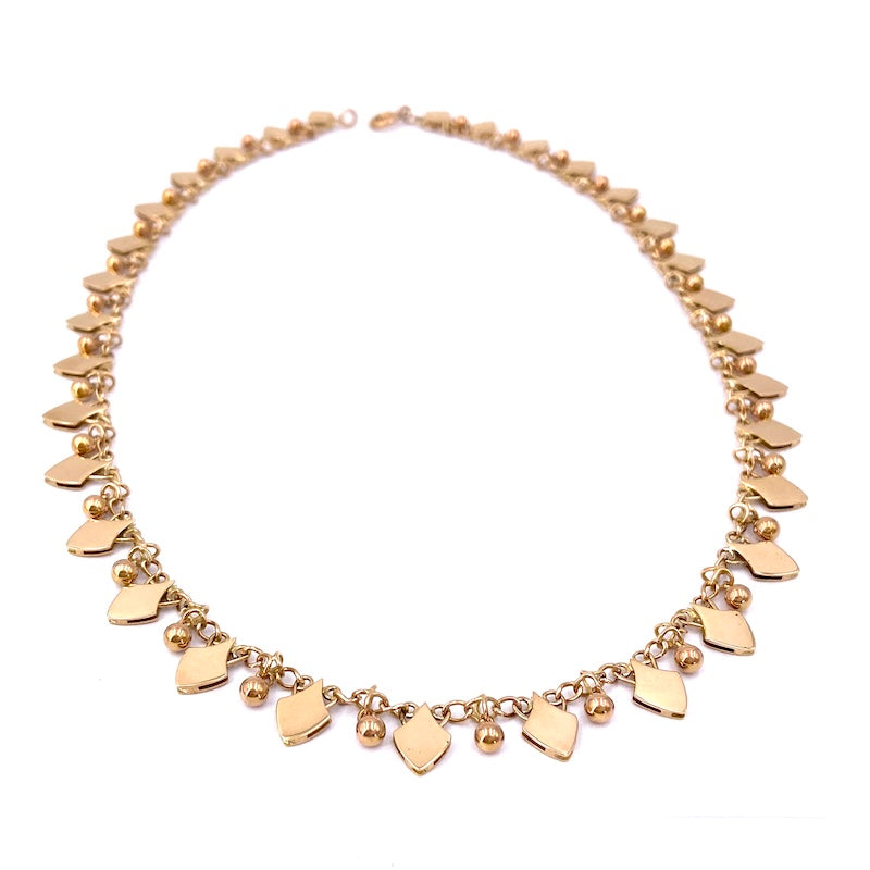 Collana/collier charms oro, anni '50, girocollo; 44 cm, 30.7 gr