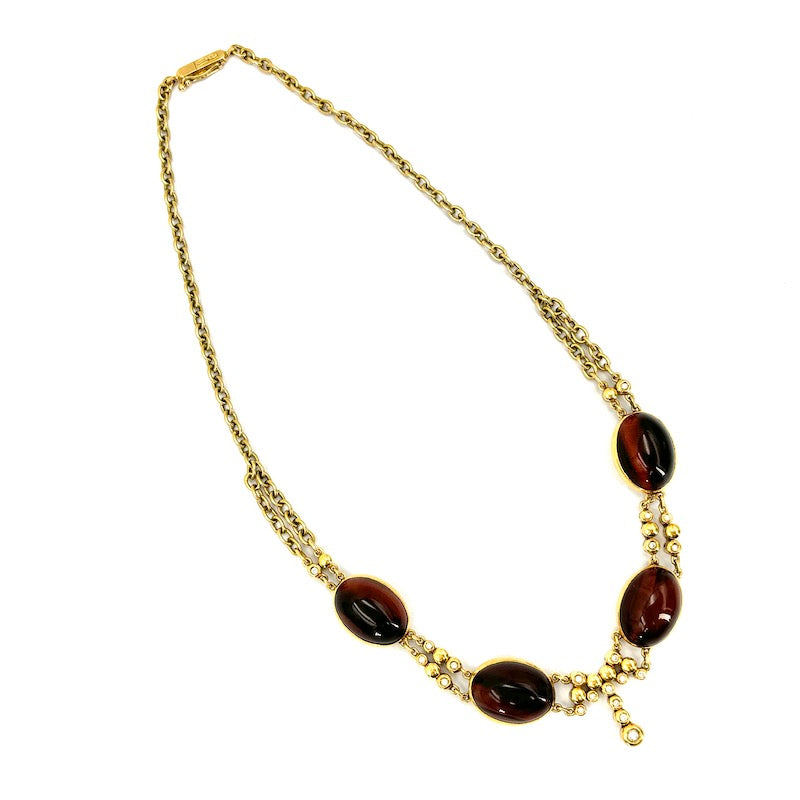 Collana/collier girocollo oro giallo, brillanti e gemme occhio di bue; 36.64 gr