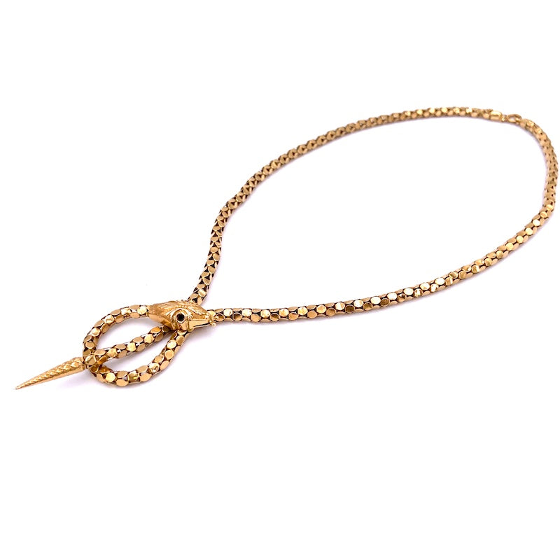 Collana/collier serpente antica, girocollo d'epoca, oro; 16.76 gr. OCCASIONE!