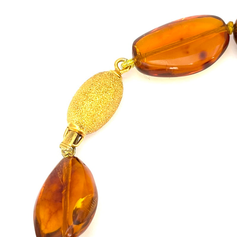 Collana ambra maxi, sassi irregolari a scalare, e argento;  62 cm - gr 174