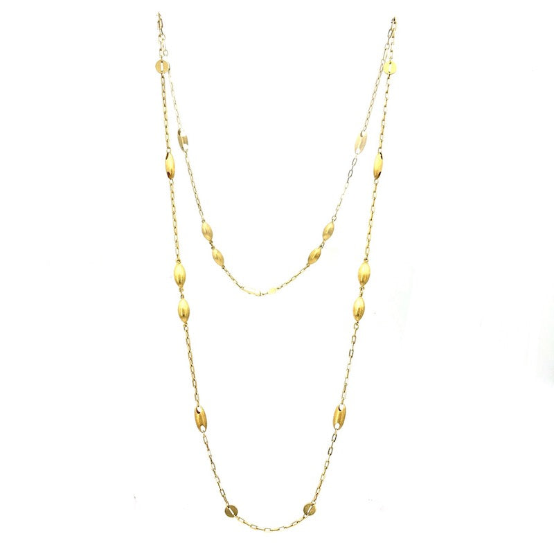 Collana catena lunga design, oro giallo; 31.2 gr - 102 cm