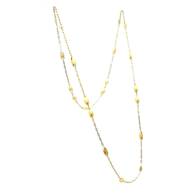 Collana catena lunga design, oro giallo; 31.2 gr - 102 cm