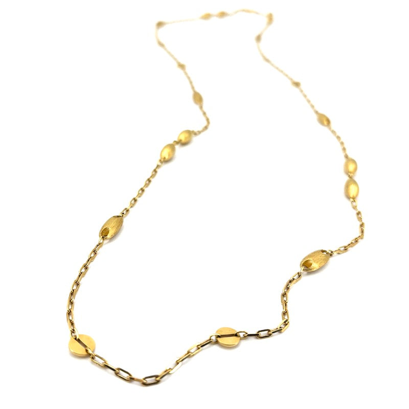 Collana catena lunga design, oro giallo; 31.2 gr - 102 cm
