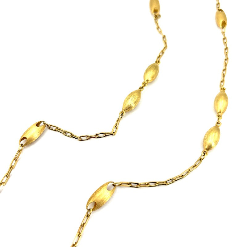 Collana catena lunga design, oro giallo; 31.2 gr - 102 cm