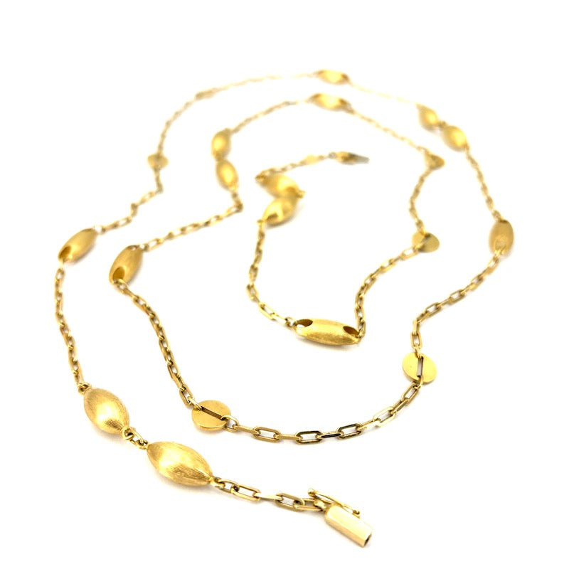 Collana catena lunga design, oro giallo; 31.2 gr - 102 cm