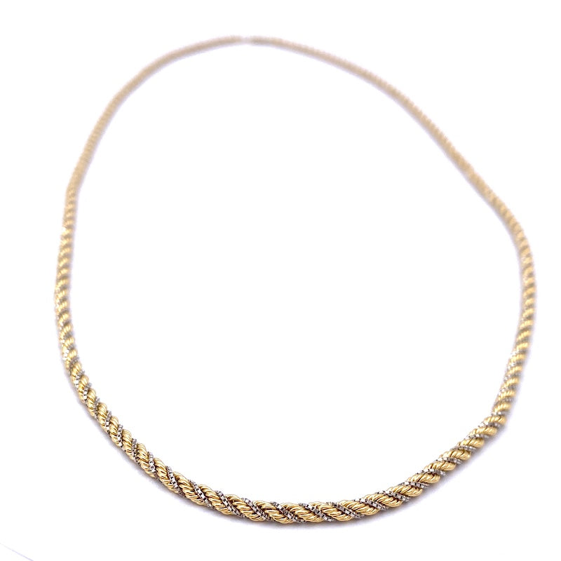 Collana catena lunga oro bicolore, effetto corda; 70 cm, 16.9 gr