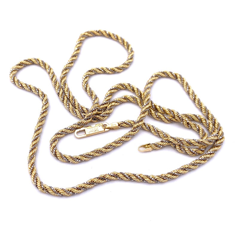 Collana catena lunga oro bicolore, effetto corda; 70 cm, 16.9 gr