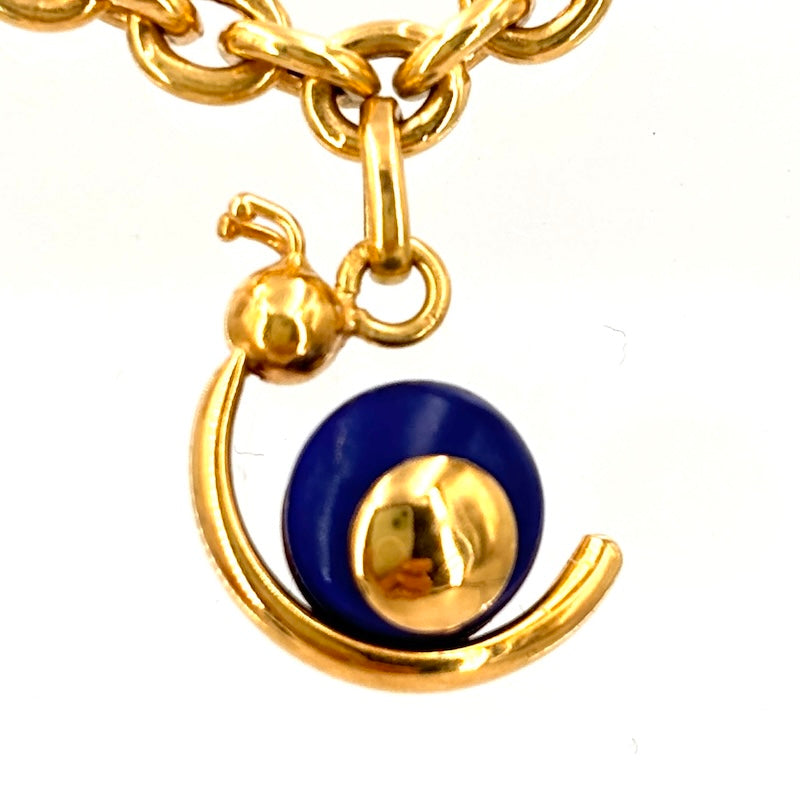 Collana catena oro giallo, charms animaletti e lapis; 45.5 cm - 18.8 gr.