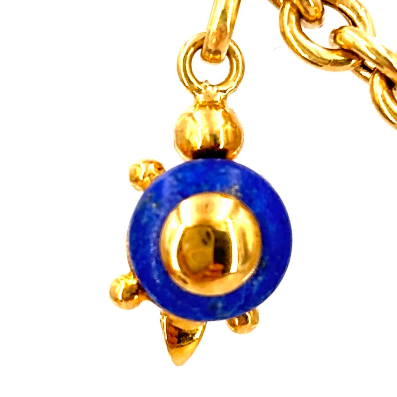 Collana catena oro giallo, charms animaletti e lapis; 45.5 cm - 18.8 gr.