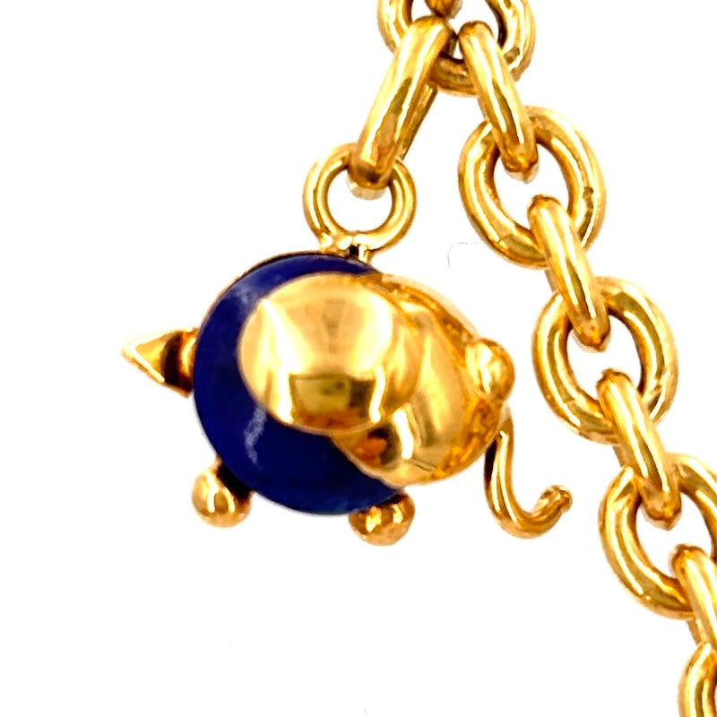 Collana catena oro giallo, charms animaletti e lapis; 45.5 cm - 18.8 gr.