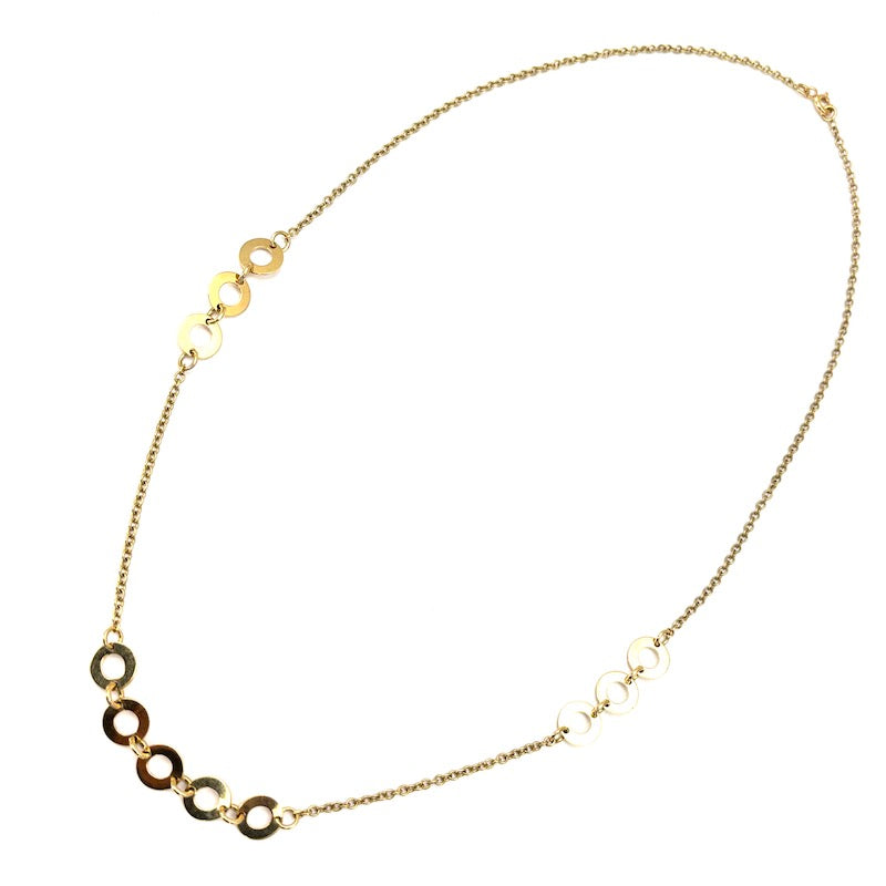 Collana catena rollò e cerchietti oro giallo; 44 cm, 7.76 gr