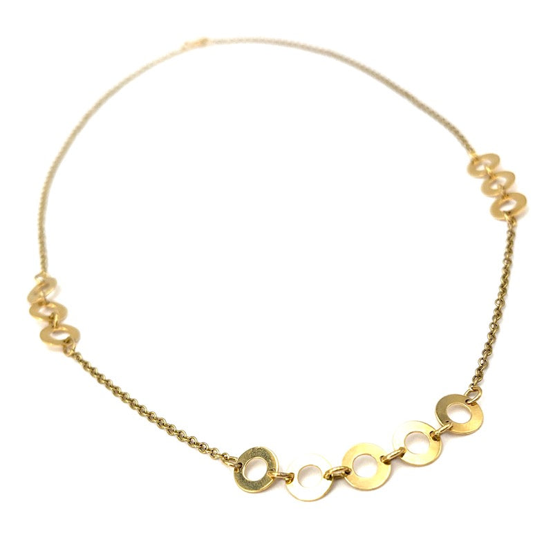 Collana catena rollò e cerchietti oro giallo; 44 cm, 7.76 gr