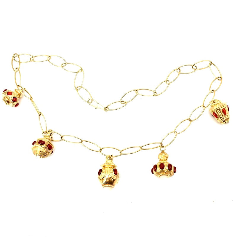 Collana charms mine oro; 61 cm - 36.74 gr