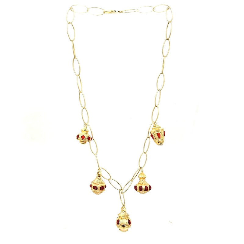 Collana charms mine oro; 61 cm - 36.74 gr