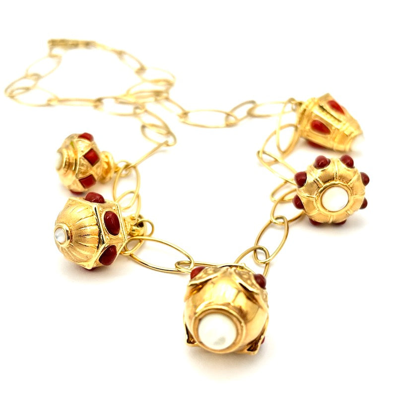 Collana charms mine oro; 61 cm - 36.74 gr