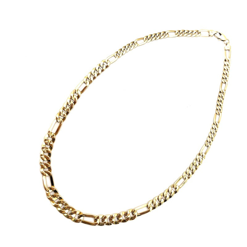 Collana collier figaro 5+1 oro giallo, girocollo catena a scalare; 39.27 gr - 46.5 cm