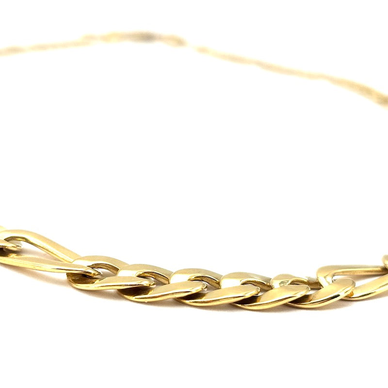 Collana collier figaro 5+1 oro giallo, girocollo catena a scalare; 39.27 gr - 46.5 cm