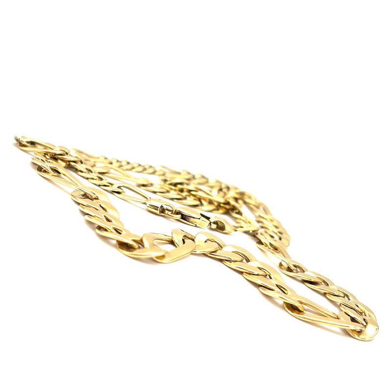 Collana collier figaro 5+1 oro giallo, girocollo catena a scalare; 39.27 gr - 46.5 cm
