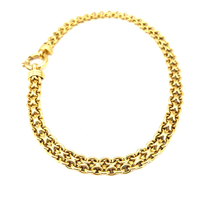 Collana collier maxi catena doppia oro giallo, girocollo; 38.02 gr - 43.5 cm