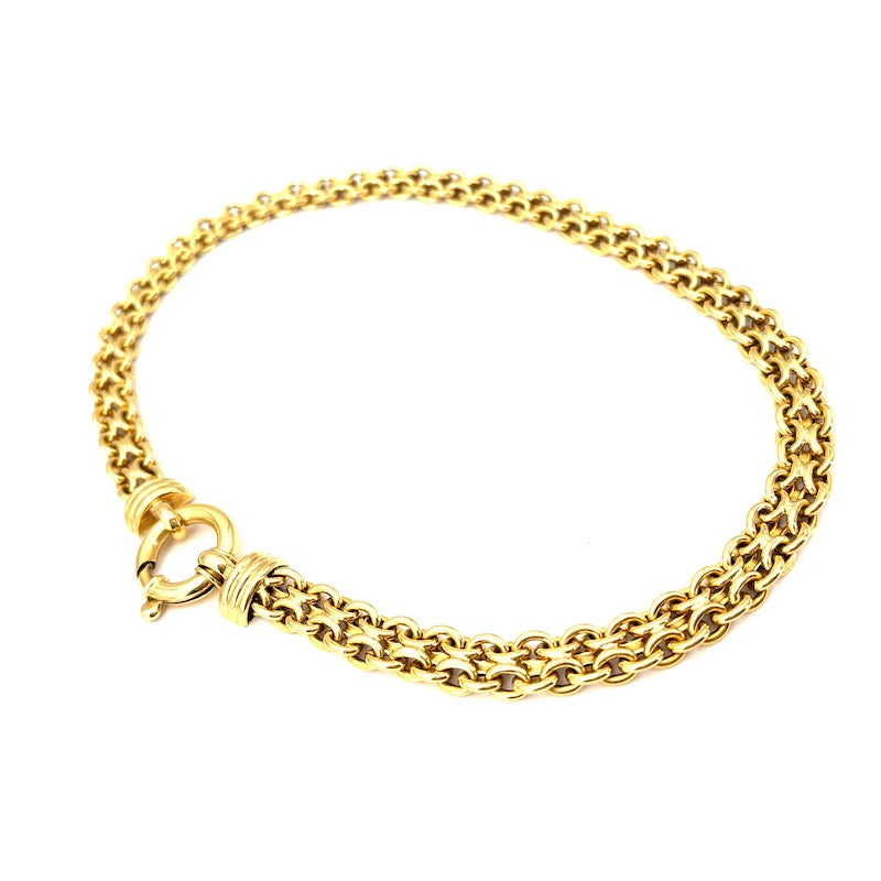 Collana collier maxi catena doppia oro giallo, girocollo; 38.02 gr - 43.5 cm