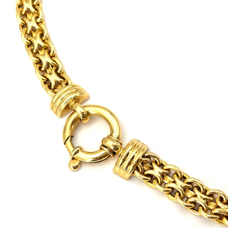Collana collier maxi catena doppia oro giallo, girocollo; 38.02 gr - 43.5 cm
