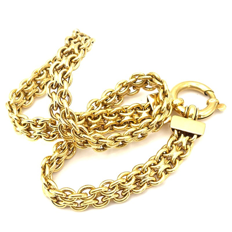 Collana collier maxi catena doppia oro giallo, girocollo; 38.02 gr - 43.5 cm
