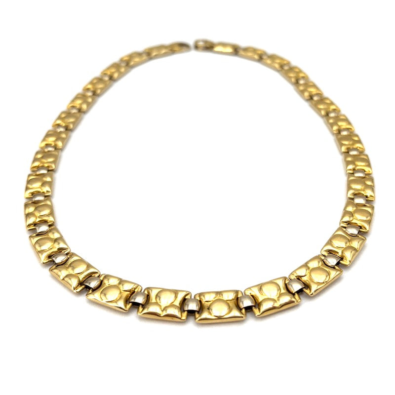 Collana collier oro, girocollo, barrette rettangolari; 38.22 gr - 43 cm